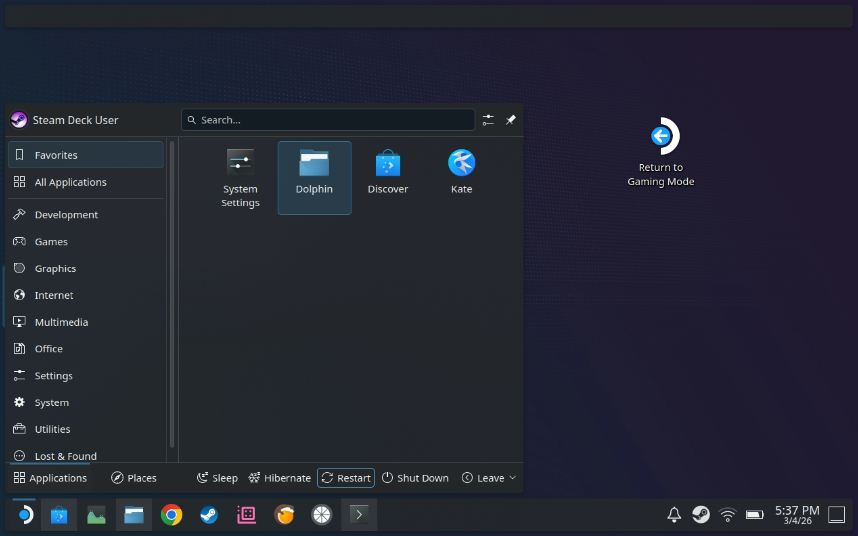 (Under the Power menu option)